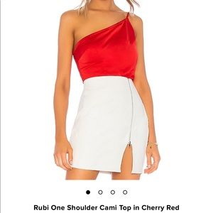 Rubi One Shoulder Cami Top Red - superdown